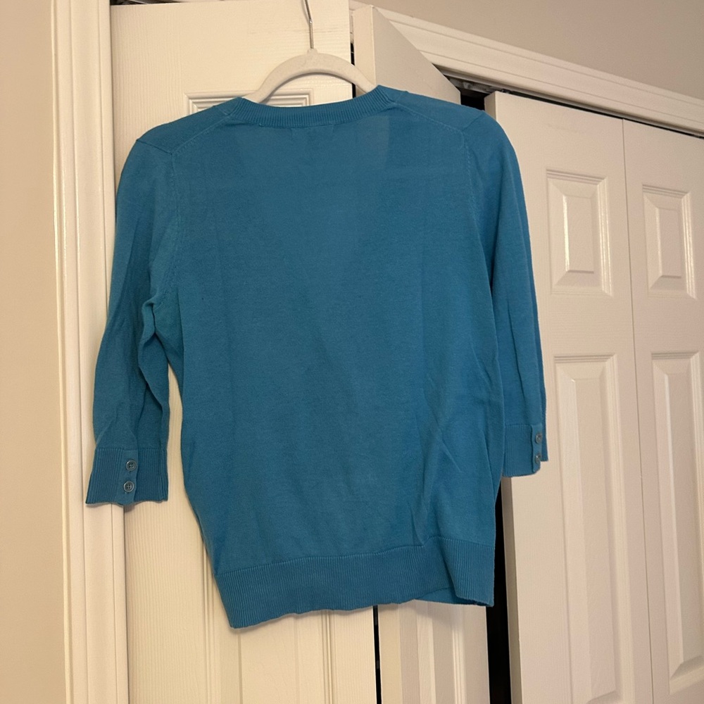 GAP Blue Cardigan Sweater Knit Midi -Sleeve - Picture 6 of 10